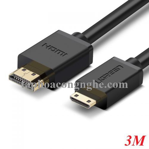 Ugreen 10118 3M màu Đen Cáp chuyển đổi Mini HDMI sang HDMI thuần đồng HD108 30010118